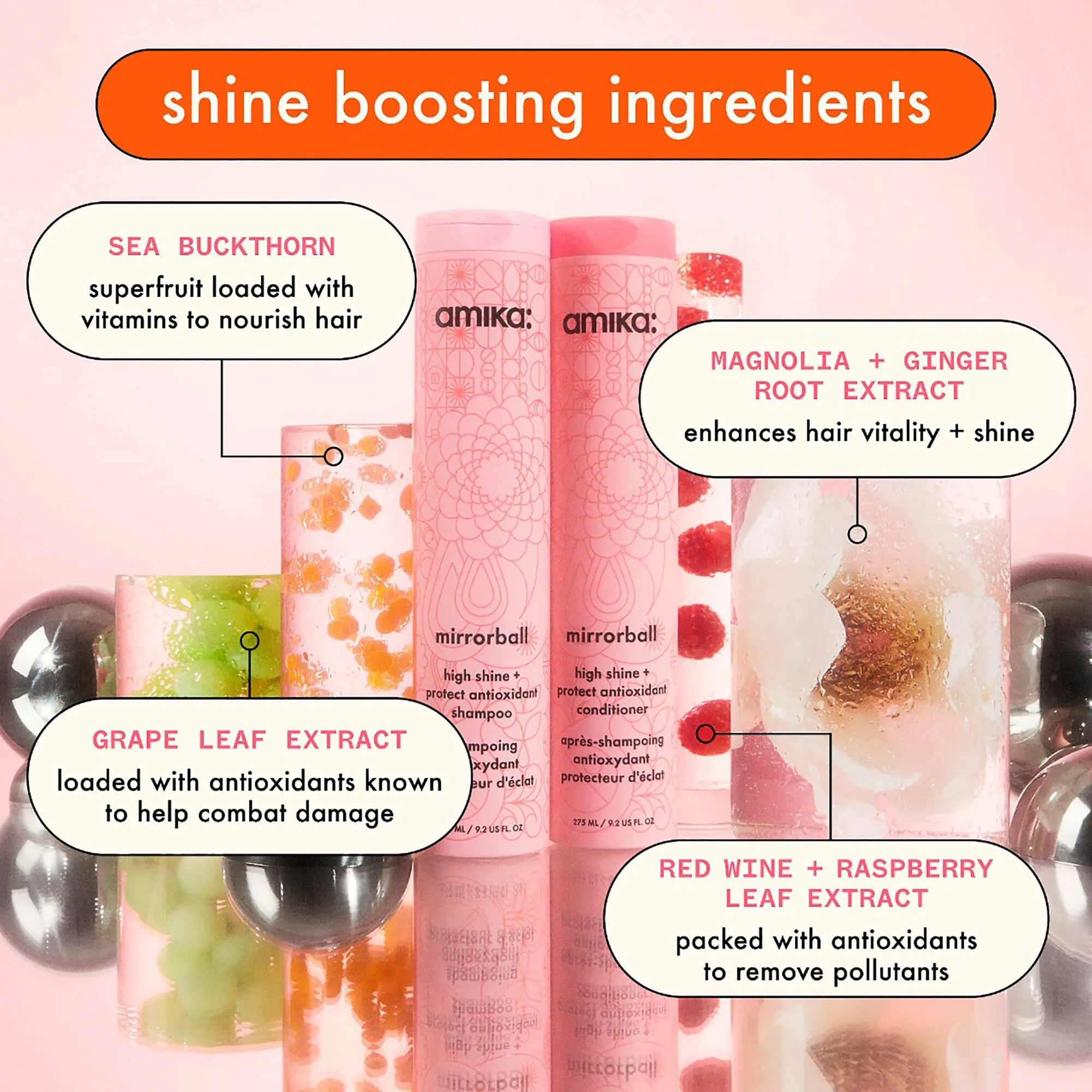 Amika Mirrorball Shampoo and Conditioner Duo - 33.8oz