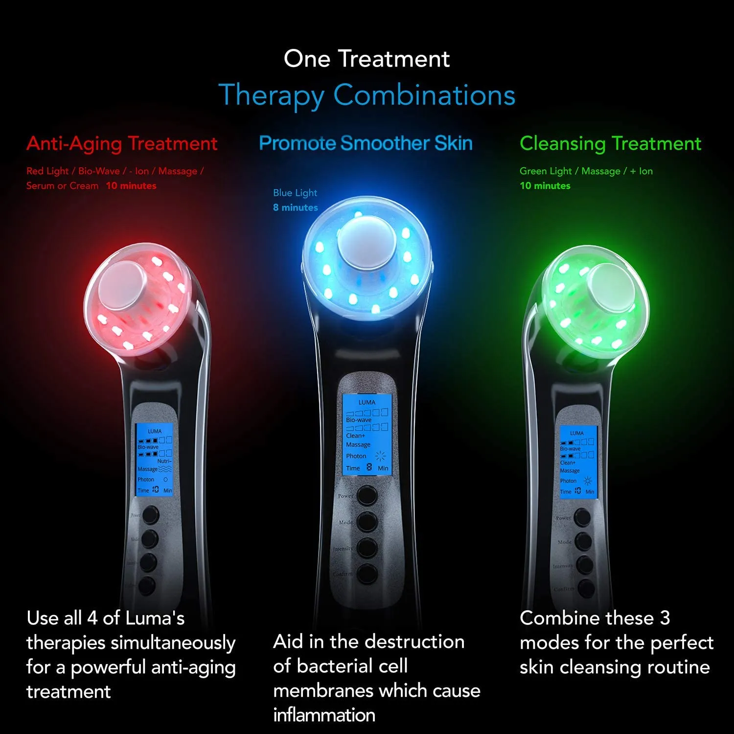 ITEM# 0005   4 in 1 Skin Therapy Wand - Ion Therapy LED Light Machine - Wave Stimulation- Massage - Anti Aging - Lift & Firm Tighten Skin Wrinkles (Watch Video)