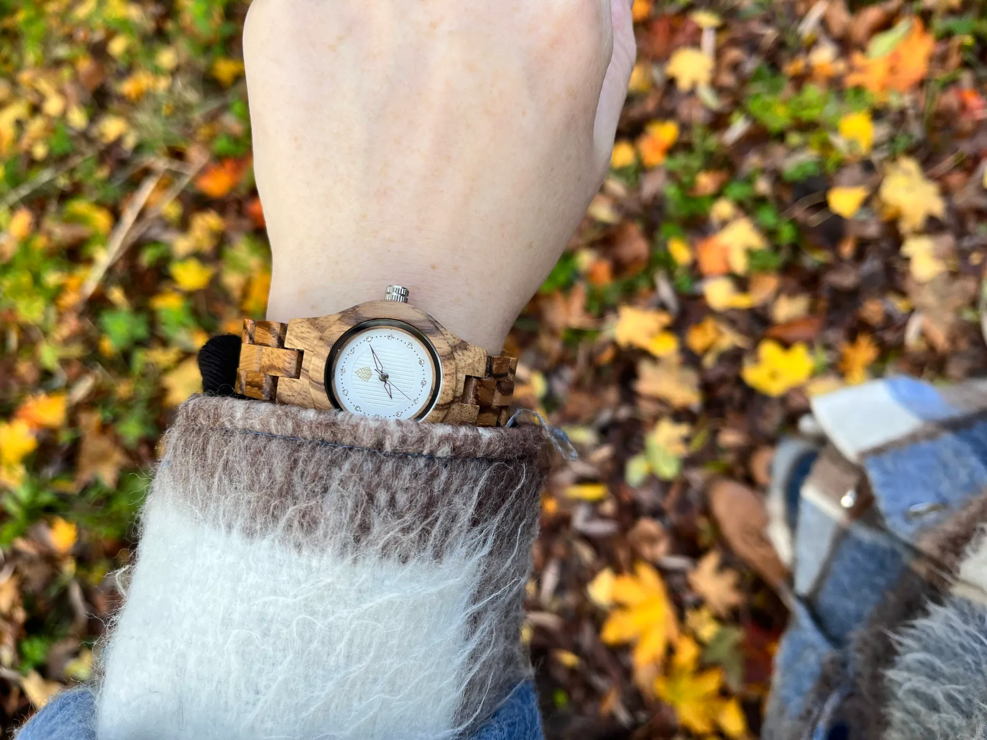 The Pine Watch – Handmade Eco-Friendly Wooden Watch with Zebrawood Frame & Bright Dial